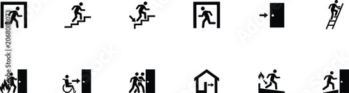 Bild auf Leinwand Compilation of Emergency Exit and Safety Icons vector