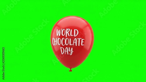 World Chocolate Day Red Balloon Floating on Chroma Key