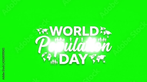 Dynamic World Population Day Text Animation with Global Maps on Green Screen