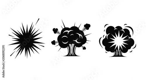 Photos Explosion silhouettes with debris three stage impact silhouette