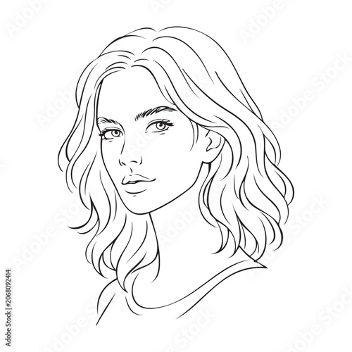 Beautiful girl vector. Minimalism style.	
