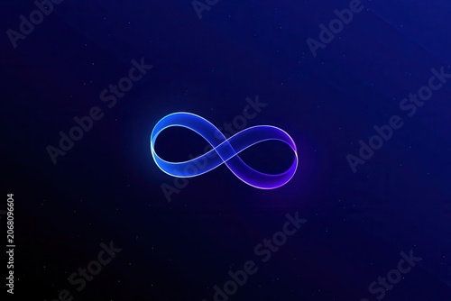 Colorful infinity symbol design on dark background showing a graphic representation of continuity and endlessness