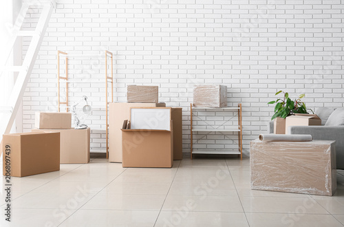 Moving day cardboard boxes ...
