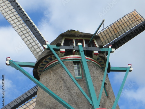 Classic Dutch windmill at Zaanse Schans, Netherlands.