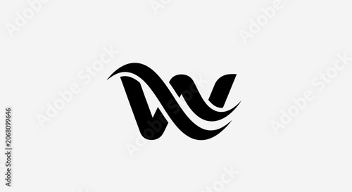 Abstract black wavy line logo design.