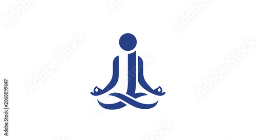 Abstract blue icon of a person in yoga pose.
