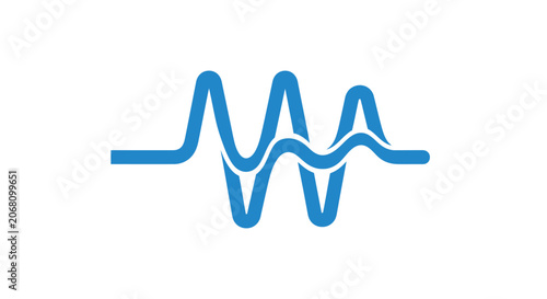 Abstract blue pulse waveform sound wave logo.