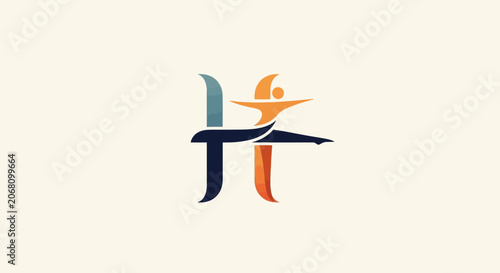 Abstract human figure logo within letter H.