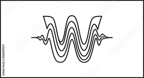 Abstract wavy line forming letter W