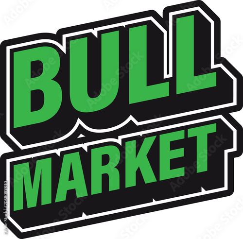Green Bull Market Typography Element Isolated