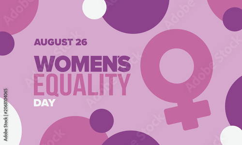 Women's Equality Day in United States. Female holiday, celebrated annually in August 26. Women right history month. Feminism concept. Poster, greeting card, banner and background. Vector illustration