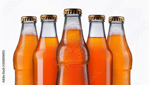 Bottle Of Orange Fanta Coca Cola Glass Soda Isolated On A White Background