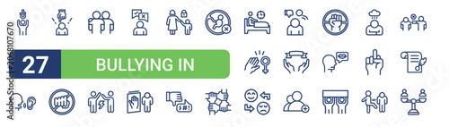 Foto Set of 27 linear Bullying in Society icons for web projects, mobile apps and interface menus