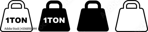 Fotografía Set of weight icons with 1 ton label and silhouette isolated on white background