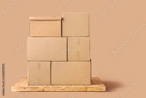 Stacked cardboard shipping ...