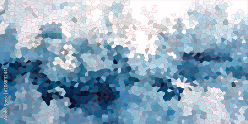 Tableau sur toile Abstract Mosaic of Ocean Waves A mesmerizing abstract mosaic depicts the dynamic ebb and flow of ocean waves, rendered in varying shades of blue and white, evoking a sense of tranquility and vastness