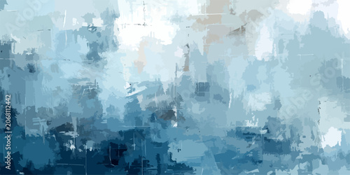 Foto Abstract Aquatic Dreamscape A surreal and abstract watercolor painting with fluid brushstrokes evokes the serene and mysterious depths of an aquatic environment, filled with soft blues, whites