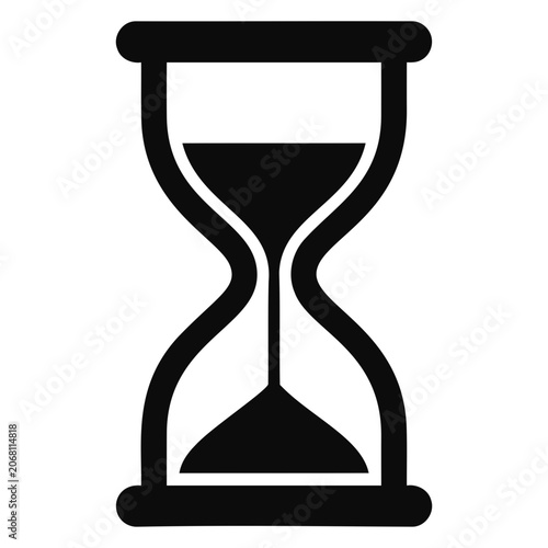 Black hourglass icon representing time and deadlines on white background