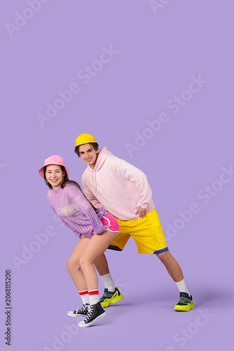 Couple of happy hip-hop dan...