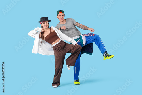 Couple of happy hip-hop dan...
