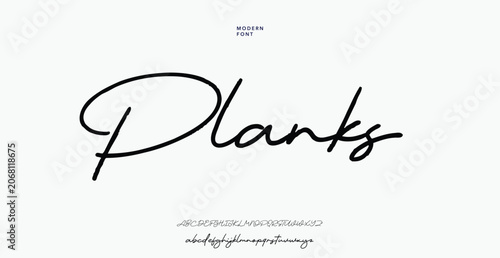 Handwritten modern plants word in black ink on paper