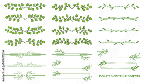 Elegant Green Botanical Leaf Divider Set for Text Separation