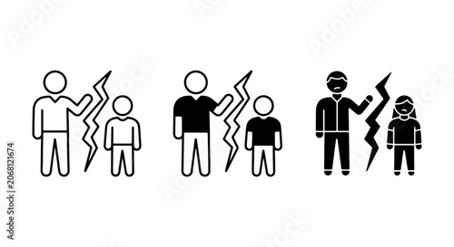 Tableau sur toile Family Conflict Icons: Parent Child Dispute, Relationship Breakup, Separation Sy
