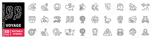 Fotografie Collection of travel and vacation icons for tourism and adventure