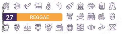 Foto Set of 27 thin stroke Reggae icons for software, online tools and business layouts