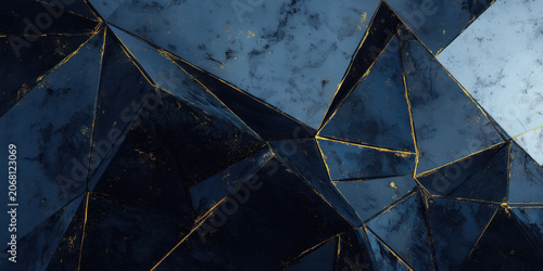 Rich cobalt faceted background crossed by bright gold lines