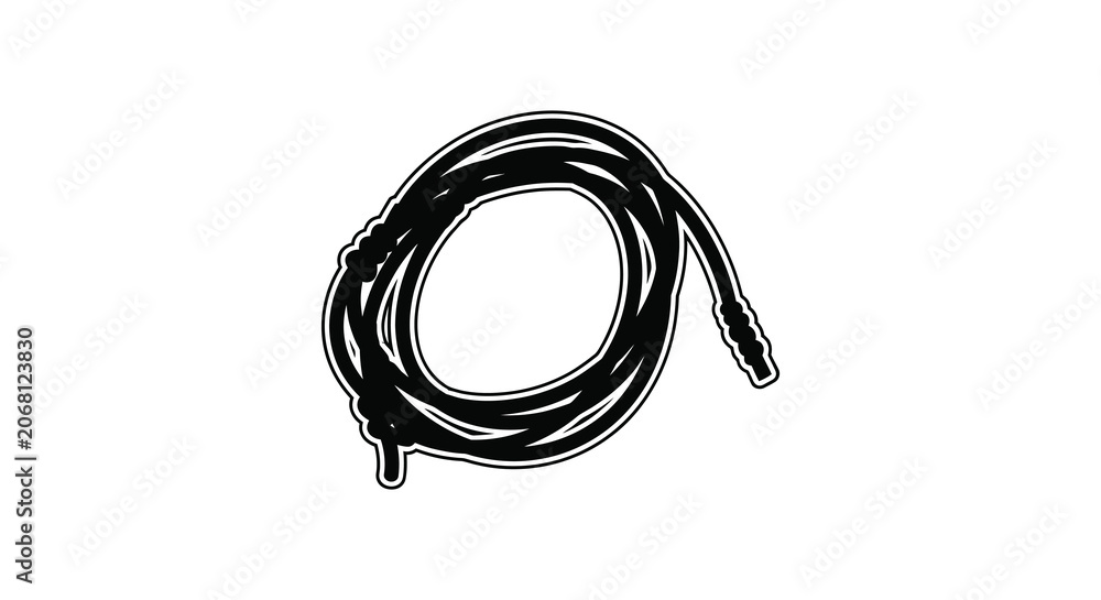 Fototapeta premium Coiled Cable Silhouette In Black And White