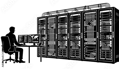 Server room, data center, IT infrastructure, network server