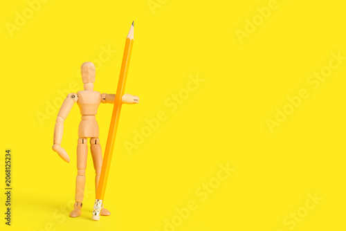 Wooden mannequin with penci...