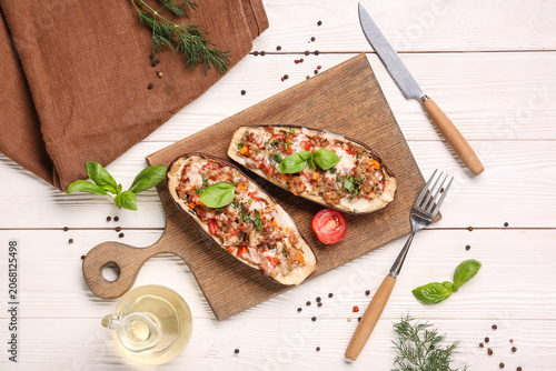 Board with stuffed eggplant...