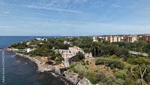 Cuadro en lienzo Aerial view of Castello Filangieri historic fortress with tower on Capo Oncino r