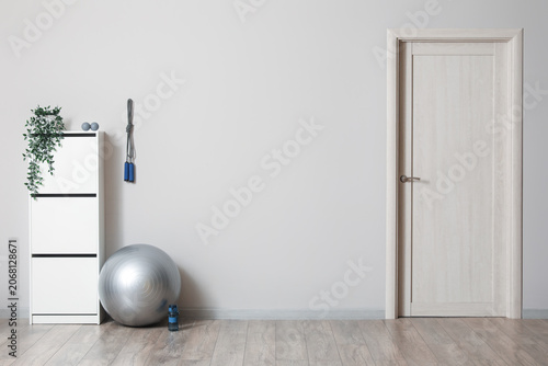 Fitball with water bottle a...