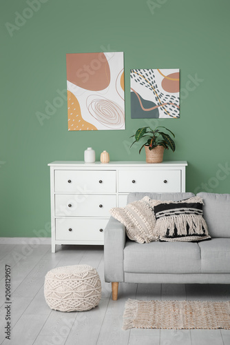 Cozy sofa and coffee table ...