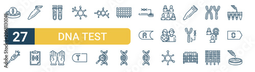 Tableau sur toile Set of 27 thin line Dna Test icons for app screens, websites and product dashboards