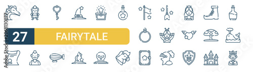 Εκτύπωση καμβά Set of 27 thin line Fairytale icons for app screens, websites and product dashboards