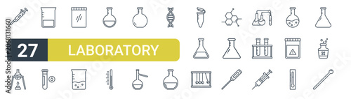 Tableau sur toile Set of 27 outline Laboratory icons for modern UI, landing pages and digital services