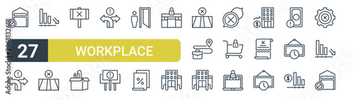 Photos Set of 27 outline Workplace Closure icons for modern UI, landing pages and digital services
