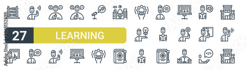 Obraz na płótnie Set of 27 outline Learning icons for modern UI, landing pages and digital services
