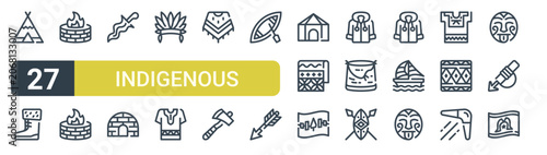 Canvastavla Set of 27 outline Indigenous People icons for modern UI, landing pages and digital services