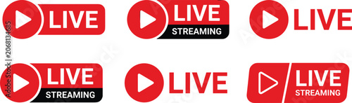 Konstfotografi Live streaming badge collection featuring broadcast labels, online video player