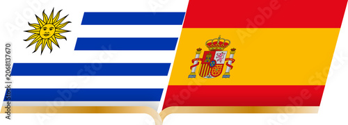 Uruguay vs Spain Flags, International Football Match
