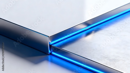 Metallic structure with blue light