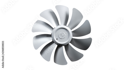 Quadro su tela Isolated modern grey plastic cooling fan rotor with multiple blades for air circ
