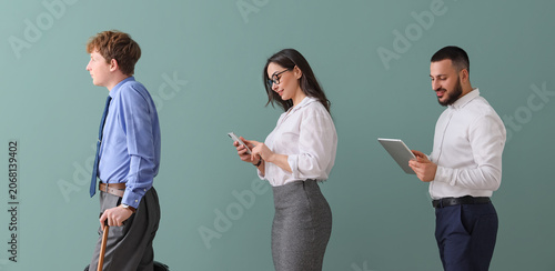 Job applicants and man with...
