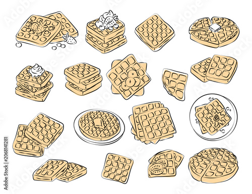Waffle Stack Variations Line Art