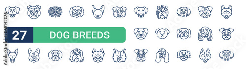 Canvastavla Set of 27 thin line Dog Breeds icons for app screens, websites and product dashboards